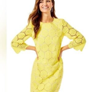 Lilly Pulitzer Yellow Lace Shift Dress - Women